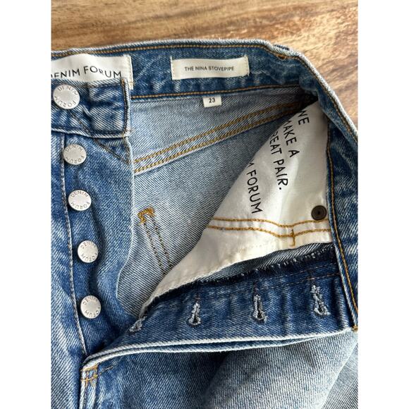 Denim Forum The Nina Stovepipe High Waisted Straight Leg Denim Jeans Size 23 - Picture 7 of 8